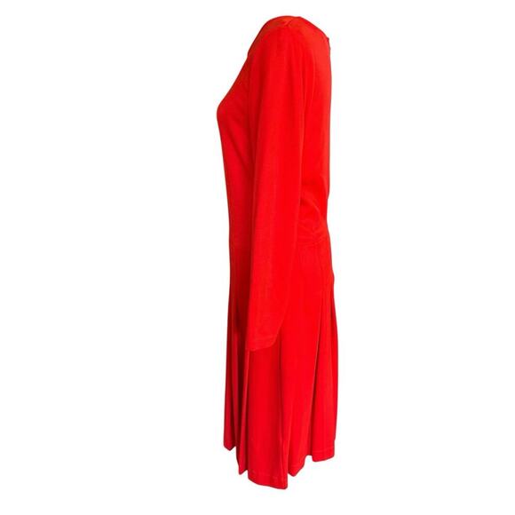 J Crew Red Ponte Pleated Fit Flare Dress 10 Valentines Day Dress Romantic Love - Picture 3 of 14